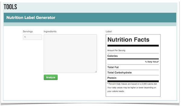 Nutrition Label Generator.