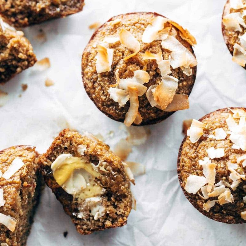 Toasted almonds on top of perfectly cooked muffins.
