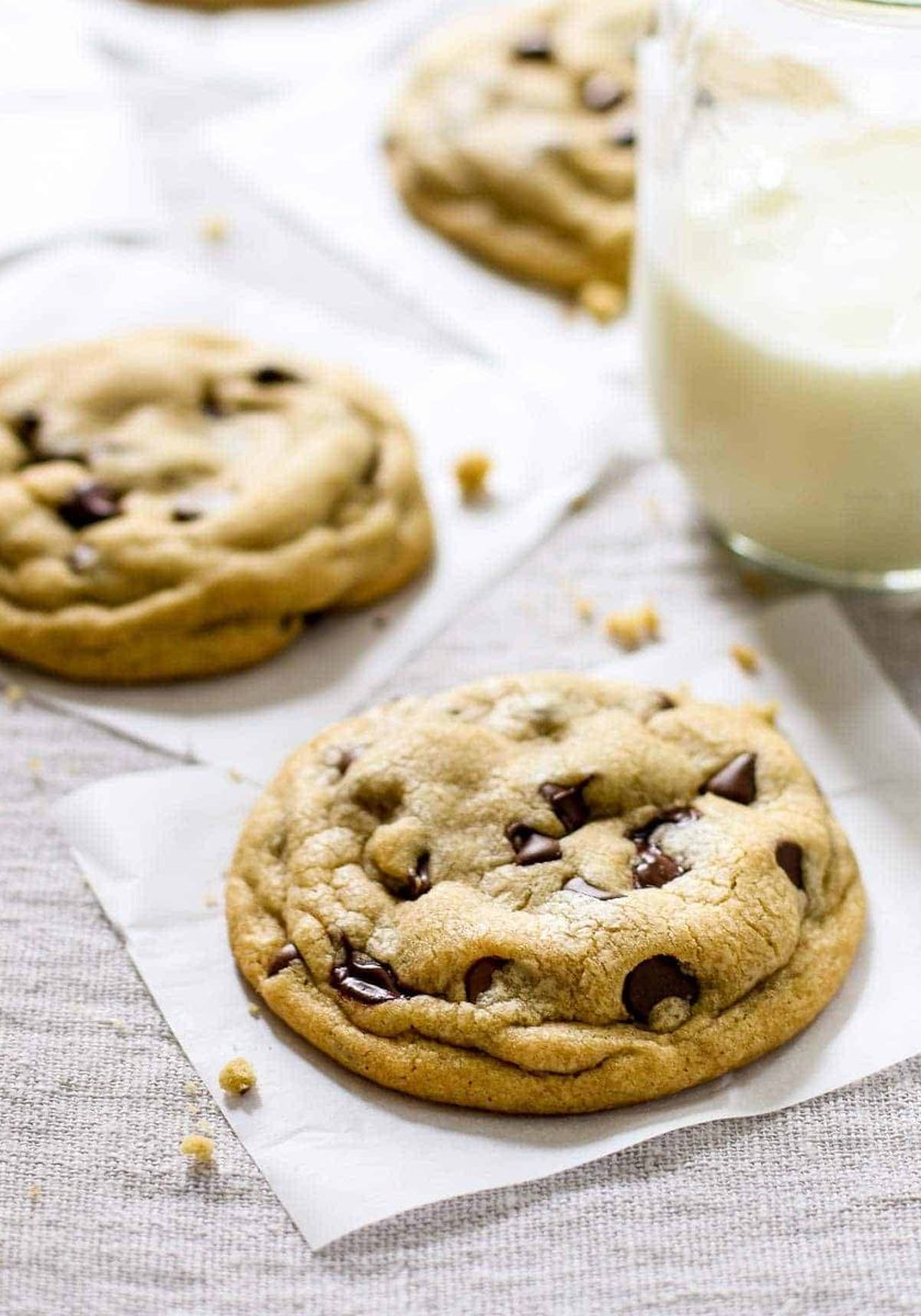 Chocolate chip cookies and a class of milk