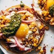 A picture of Roasted Corn and Fried Egg Tacos