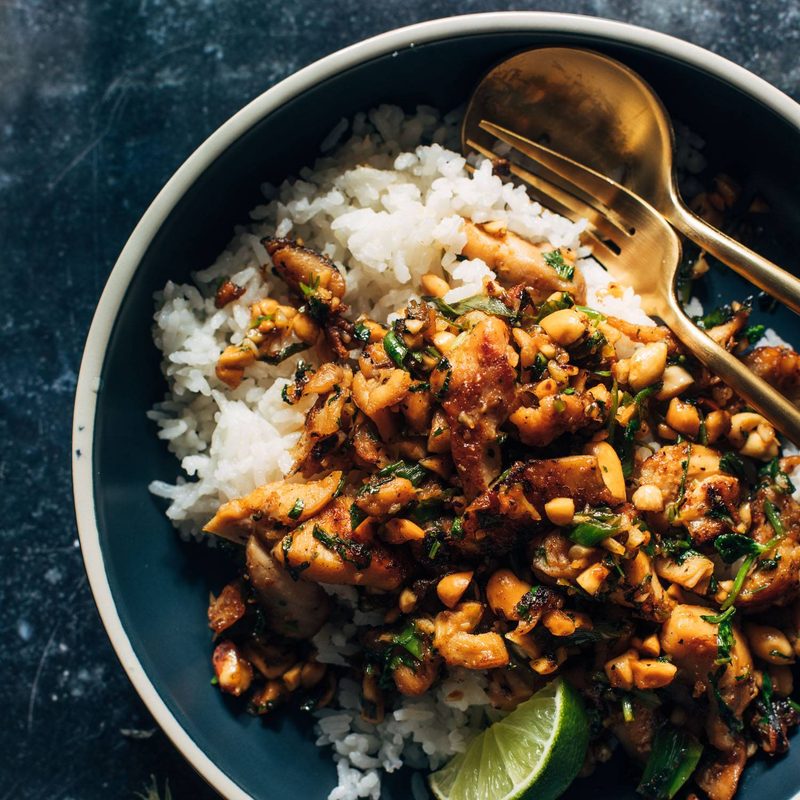 A picture of Ginger Peanut Chicken with Coconut Rice