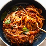 Instant Pot Spaghetti in a bowl