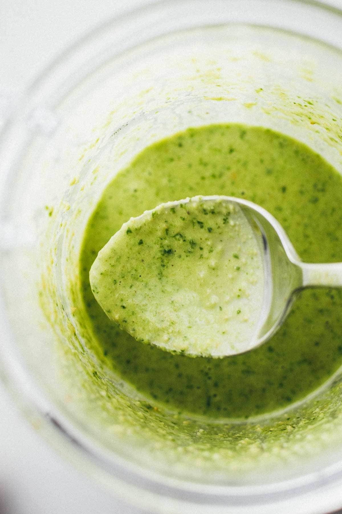 Creamy cilantro cashew sauce.