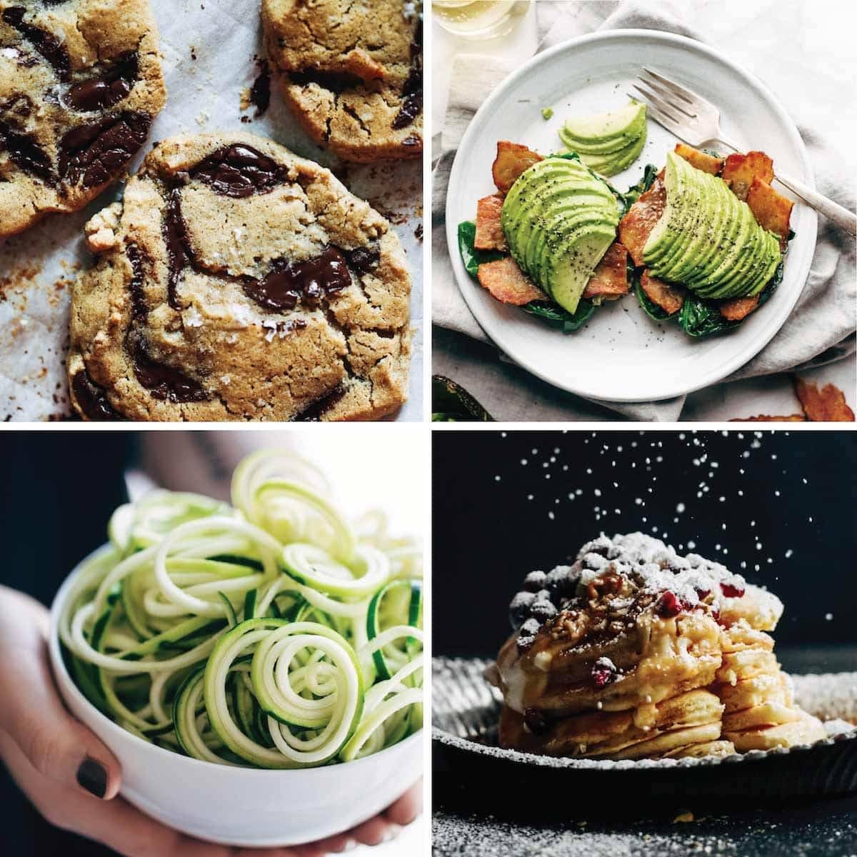 Photos of various foods.