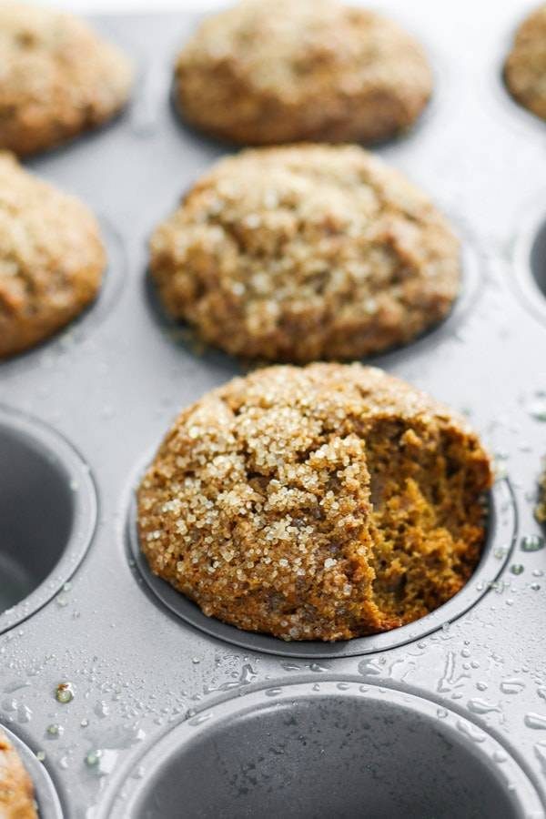 Muffins in a muffin tin.