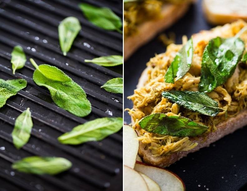 Herbs on a grill and on a sandwich.