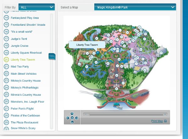 Visual When Opening Map From Restaurant Page on WDW Website