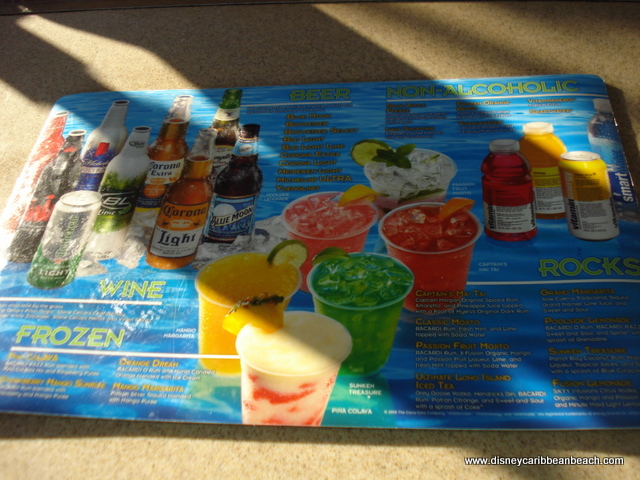 Disney World Drink Menu
