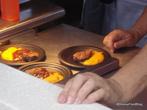 Seared Beef Tenderloin with Pureed Sweet Potatoes and Mango Barbecue Sauce