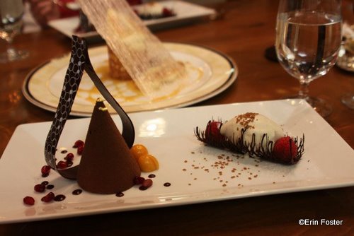 Chocolate mousse and white chocolate gelato