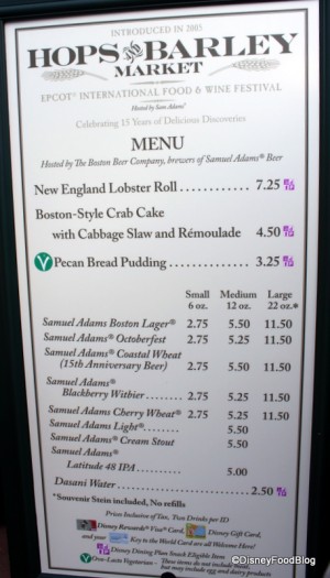 Hops and Barley menu