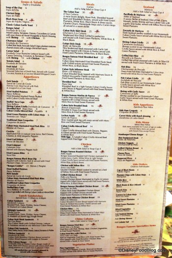 Menu -- Click to Enlarge