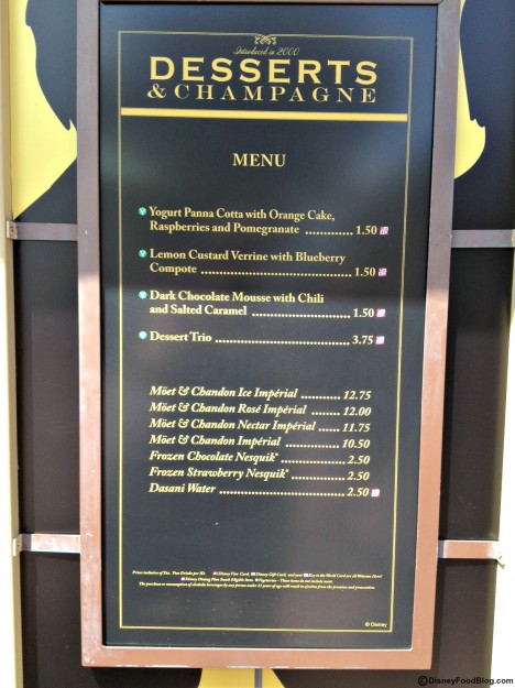 Desserts & Champagne Menu