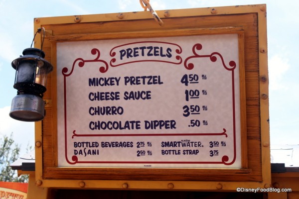 pretzel cart menu
