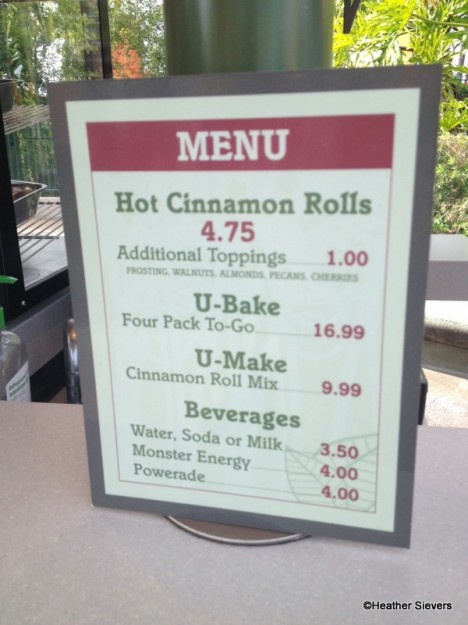Old West Cinnamon Roll Menu
