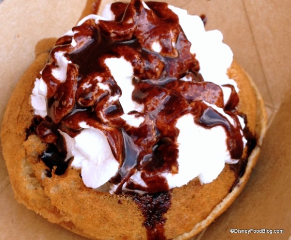 Belgian Waffle with Warm Chocolate Ganache and Whipped Cream