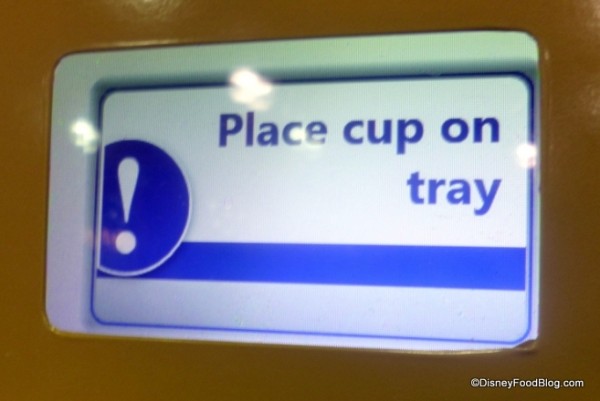 Place cup on tray message