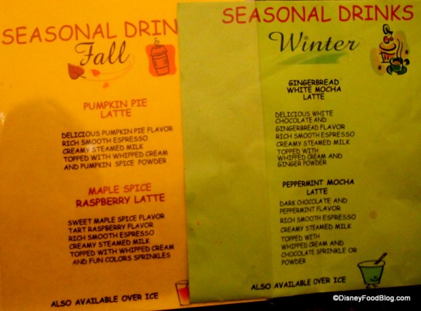 Watch for seasonal drinks