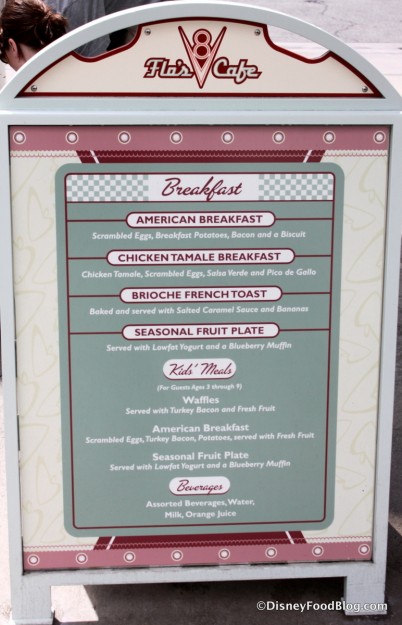 Breakfast Menu -- Up Close