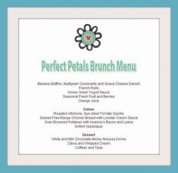 Perfect Petals Brunch Menu -- Click to Enlarge