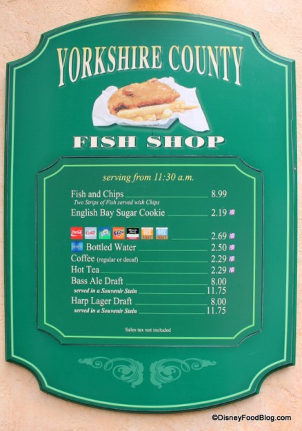 Yorkshire County Fish Shop Menu