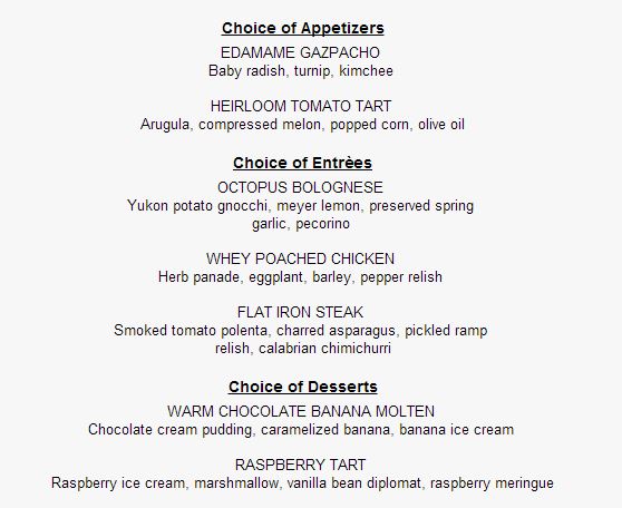 Todd English's bluezoo Magical Dining Menu -- Click to Enlarge