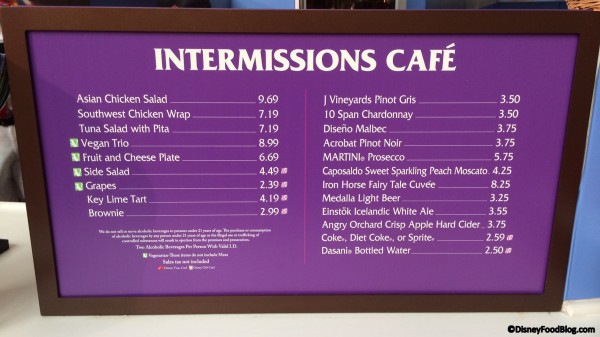 Intermissions Cafe 2014 Food and Wine Festival Menu