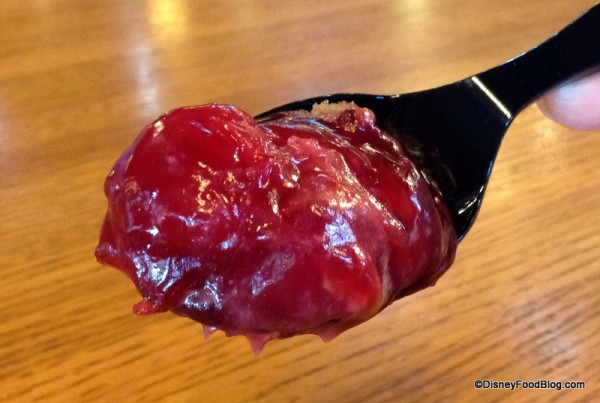 Bite of cherry filling