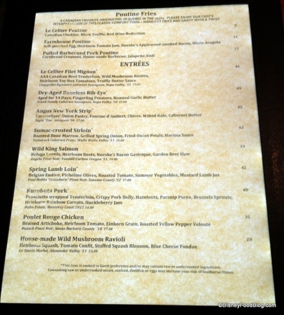 Le Cellier Menu (update)