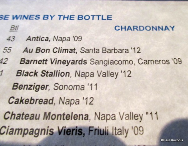 Black Stallion Chardonnay Menu Item