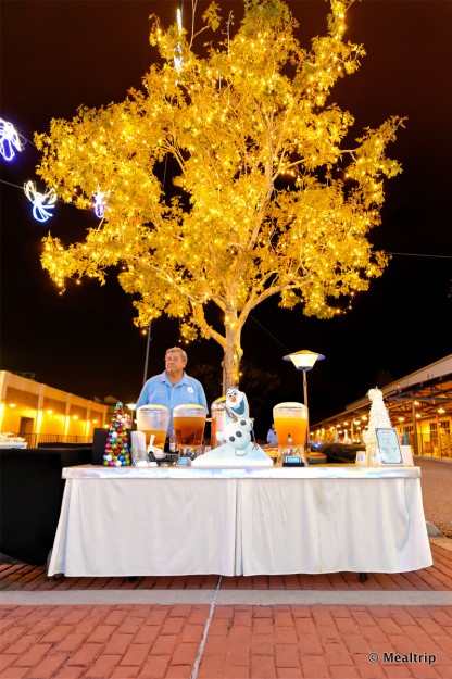 Beverage Table and Gorgeous Lights at the Frozen Holiday Dessert Party