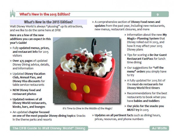 What's New Sample Page from our new 2015 Dining Guide!