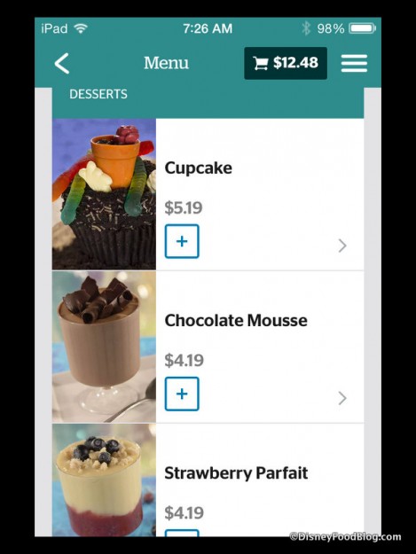 Desserts on the Backlot Express menu