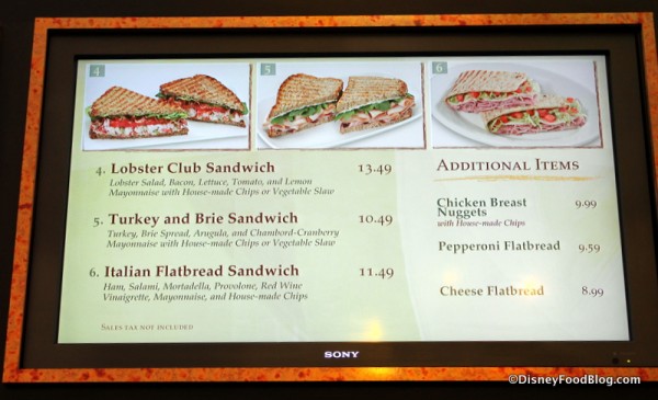 Disney Saratoga Springs Resort Artists Palette menu 2