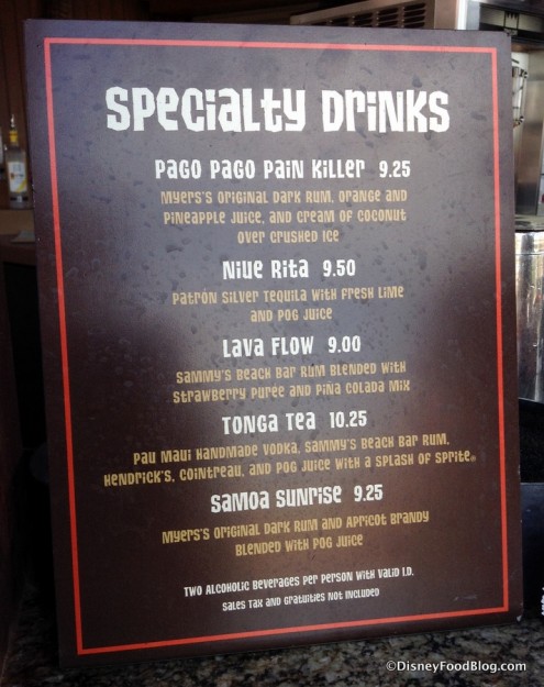 Specialty Drink Menu