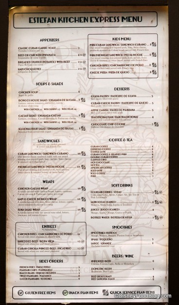 Bongos Cuban Café Express menu