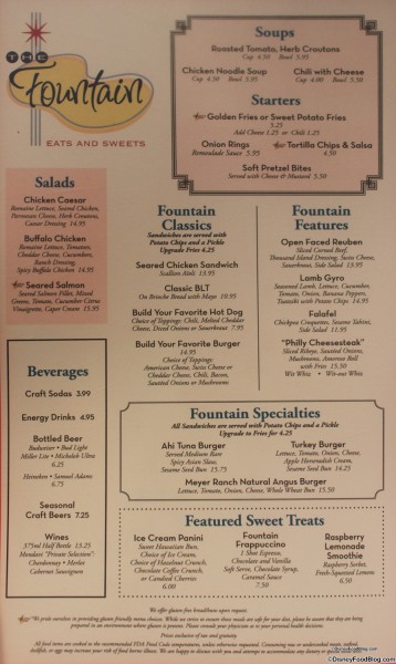 The Fountain Menu