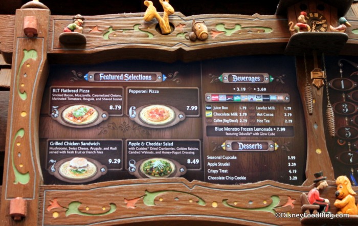 Menu -- Click to Enlarge