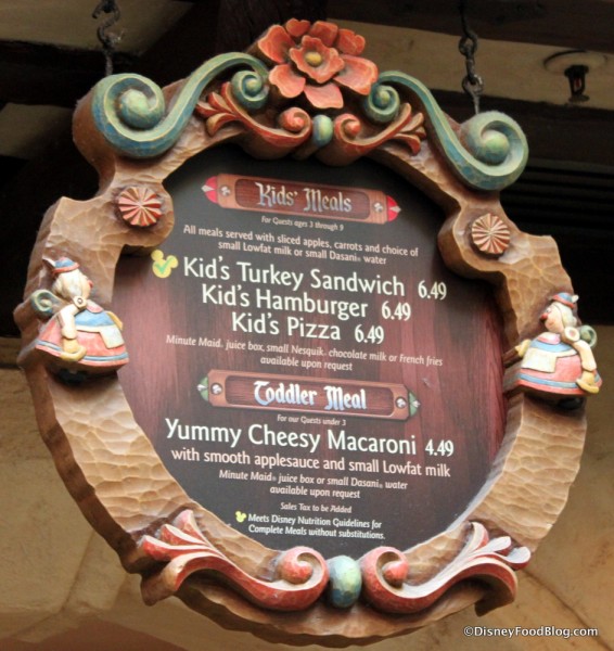 Menu -- Click to Enlarge