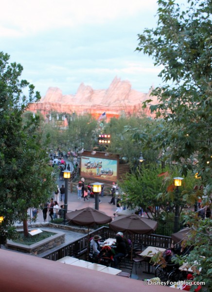 View of Radiator Springs from Alfresco Tasting Terrace