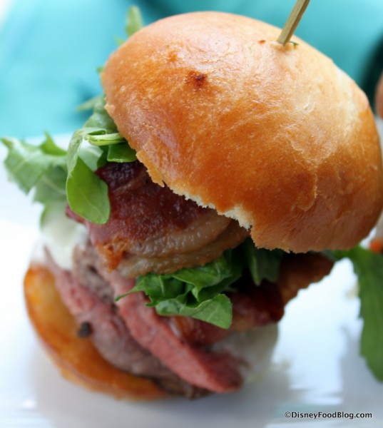 Bacon Arugula and Blue Cheese Slider