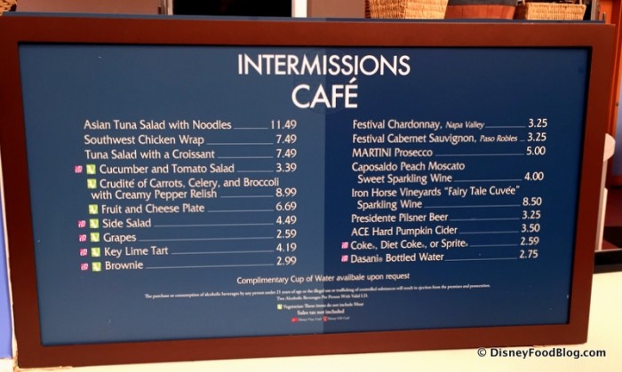 Intermissions Cafe Menu
