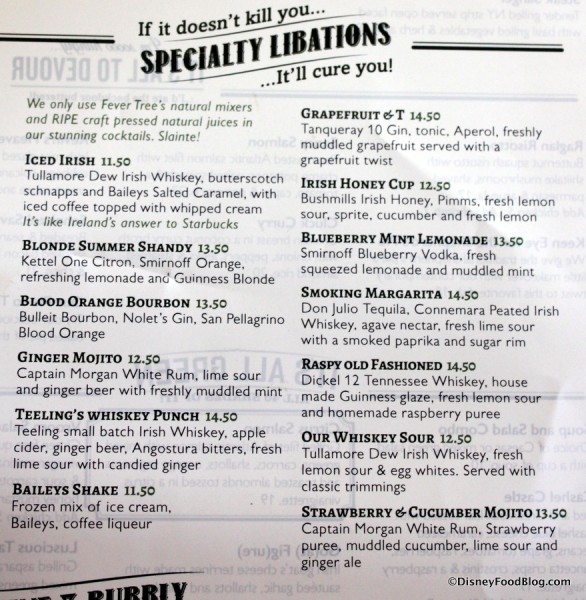 Drinks Menu -- Click to Enlarge