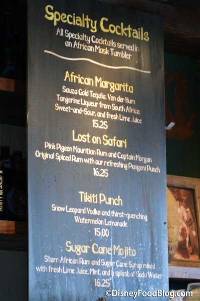 Specialty Cocktail Menu