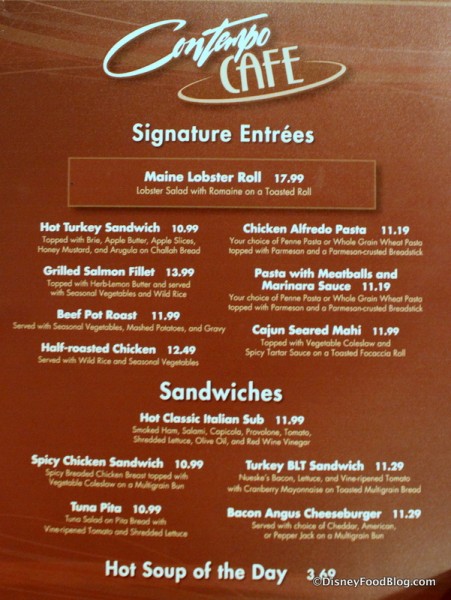 Menu -- Click to Enlarge