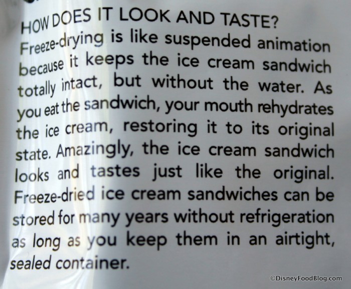 Back of Ice Cream Sandwich Packaging
