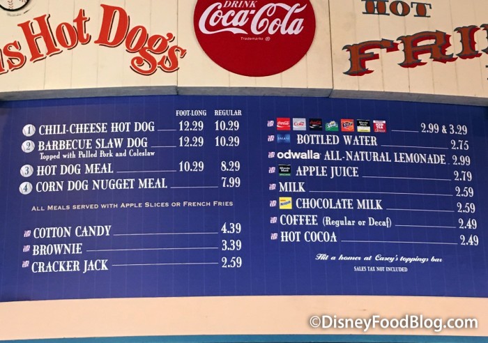 Updated Casey's Corner Menu