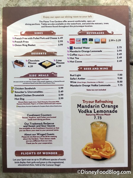 Flame Tree Barbecue Menu