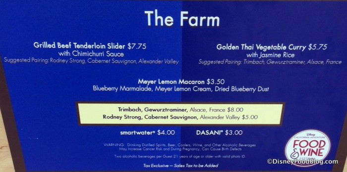 The Farm Booth Menu