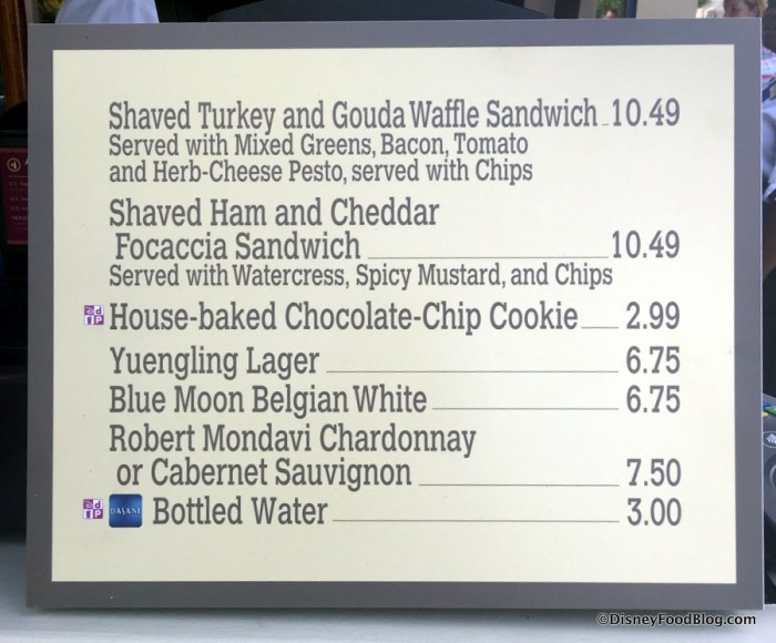 Hollywood Waffles of Fame menu
